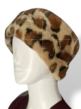 Saks Fifth Avenue Soft Fur Leopard Print Headband USA made